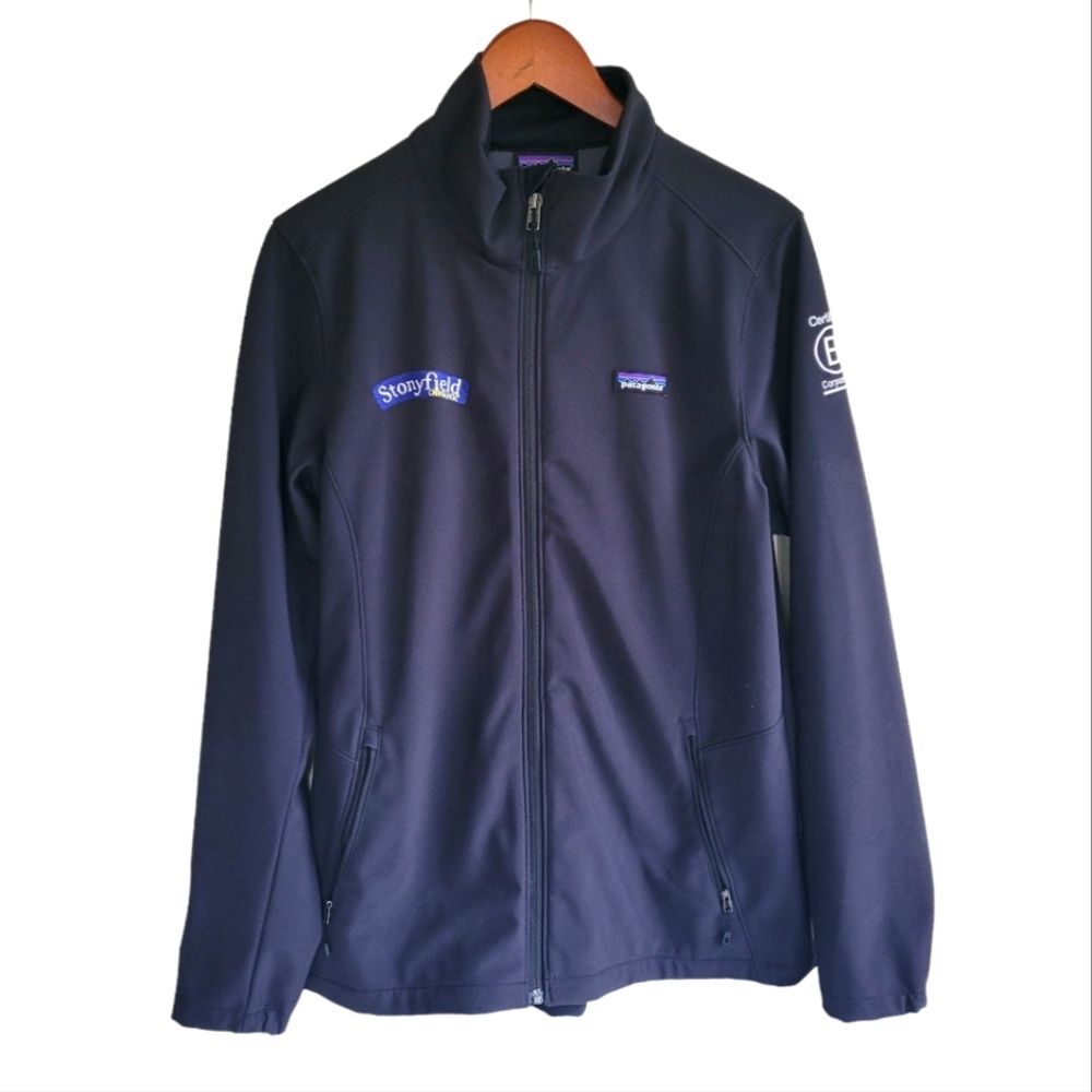 Patagonia Jacket with Stonyfield Yogurt Logos Black Women’s Large